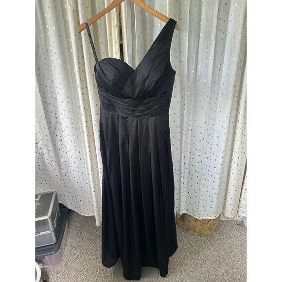 Bill Levkoff Asymmetrical One Shoulder Chiffon Criss Cross Bodice Gown Dress 10 - Picture 3 of 6